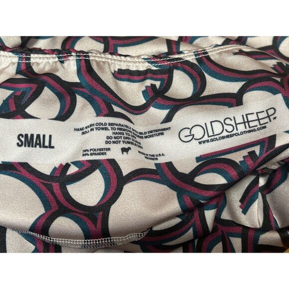 Goldsheep Multicolor Logo Sleeveless Crop Top Leggings Athletic 2 Pc Set Size M - Picture 5 of 5